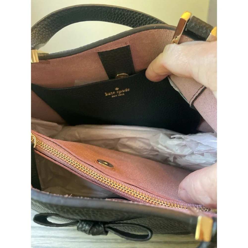 KATE SPADE Gwyn Pershing Street Wkru5495 Black Leather Satchel NWOT and Dust Ba